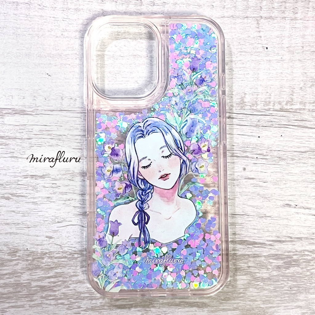 《受注生産》グリッターiPhoneケース『カンパニュラ』