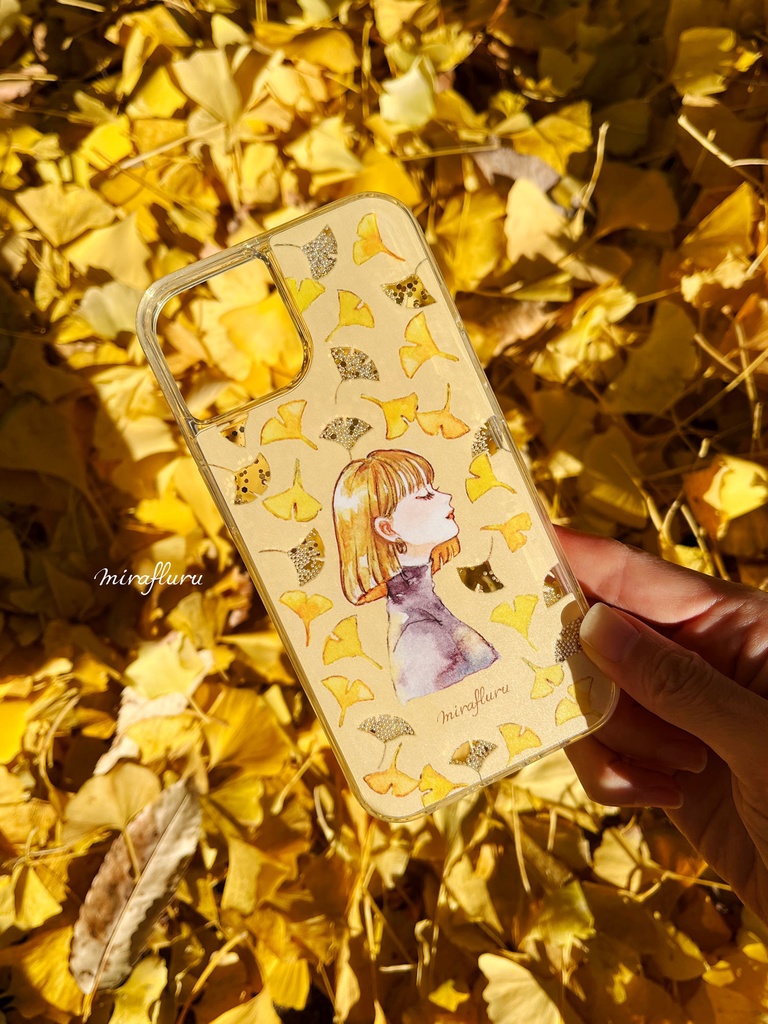 《受注生産》グリッターiPhoneケース『イチョウ』