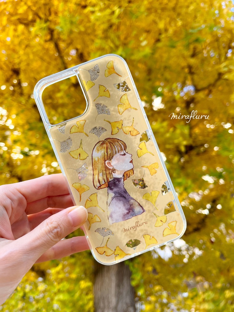 《受注生産》グリッターiPhoneケース『イチョウ』