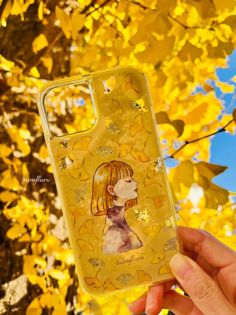 《受注生産》グリッターiPhoneケース『イチョウ』