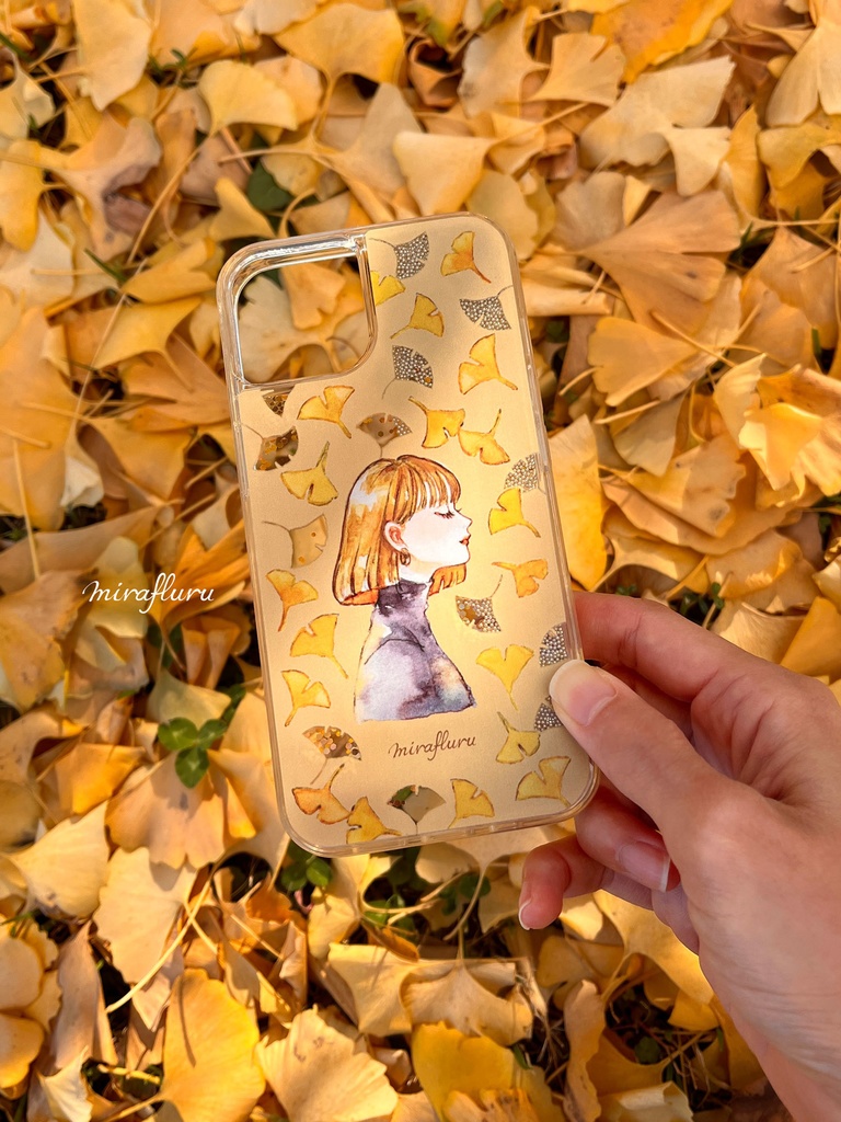 《受注生産》グリッターiPhoneケース『イチョウ』