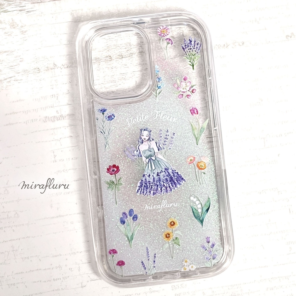 《受注生産》グリッターiPhoneケース『ミニチュアフラワー』