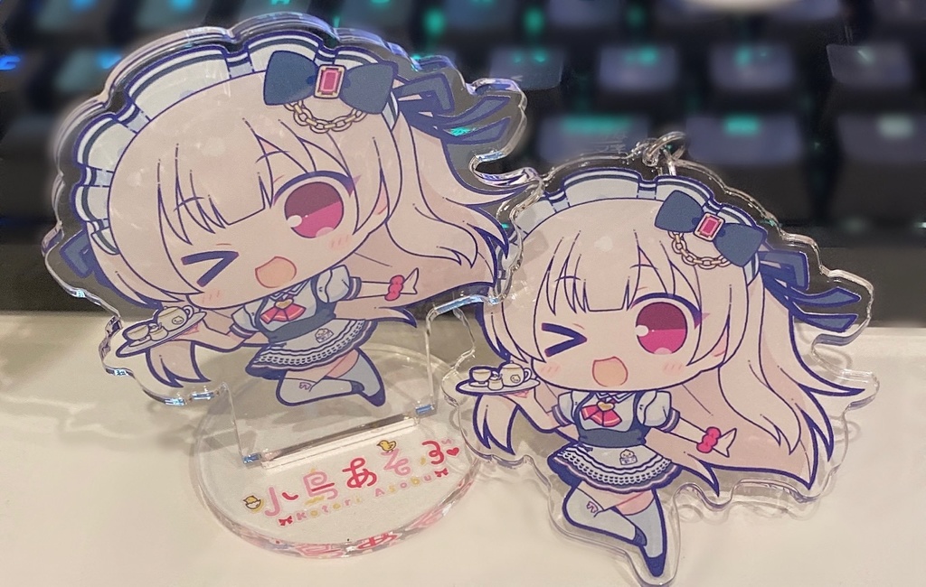 小鳥あそぶ アクリルキーホルダー:>ワ・ver