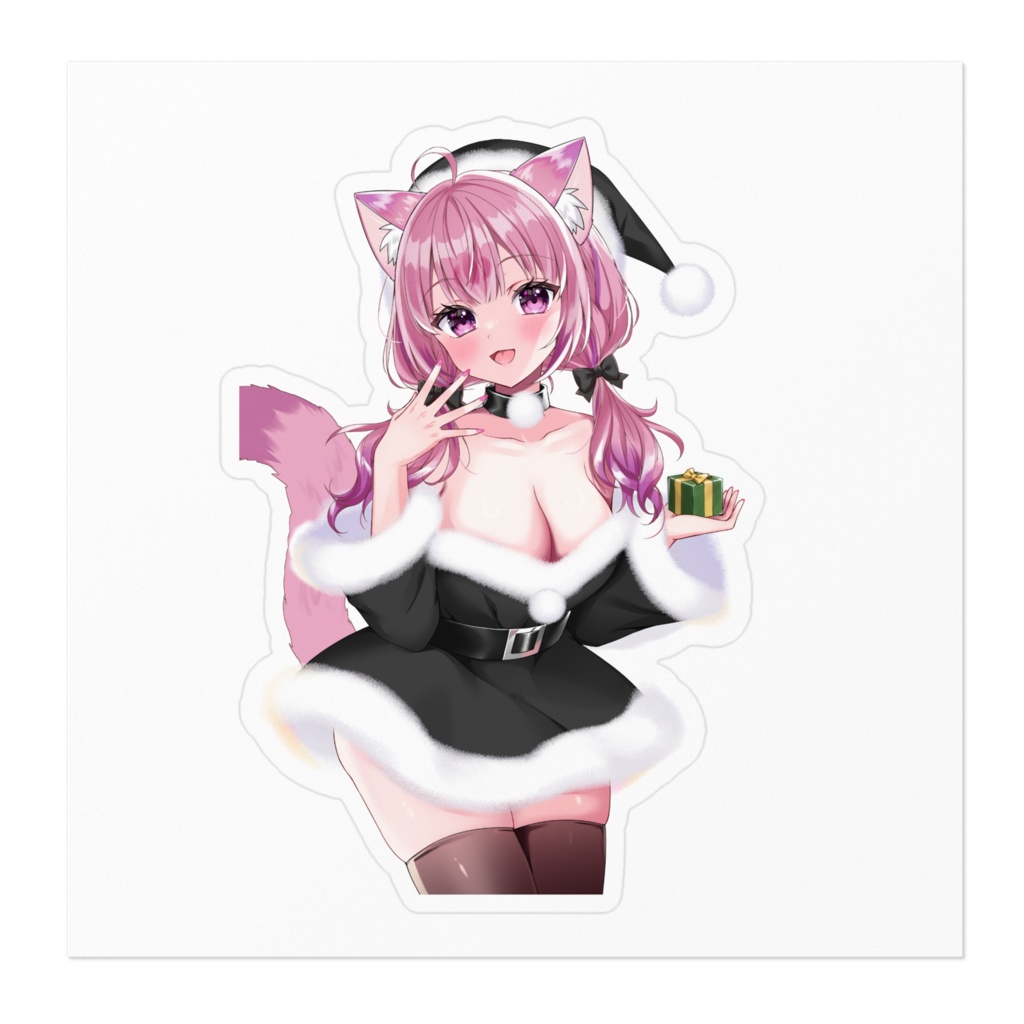 猫乃すうステッカー(クリスマス)