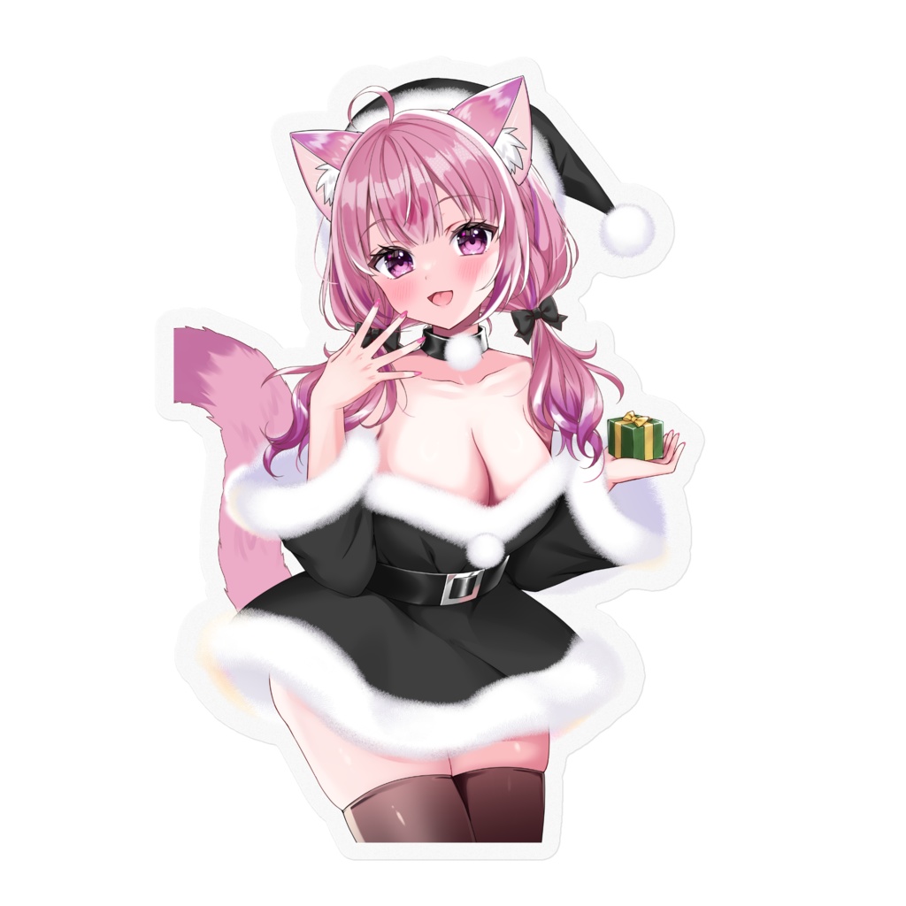 猫乃すうクリアステッカー(クリスマス)