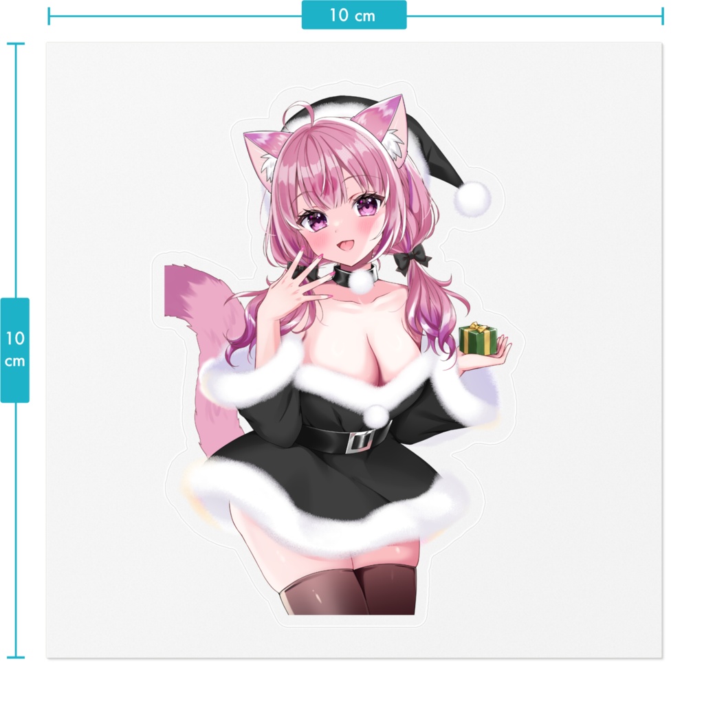 猫乃すうクリアステッカー(クリスマス)