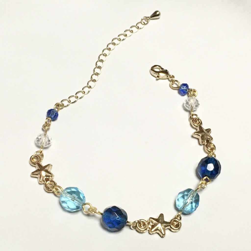 宙色ガラスと星のブレスレット