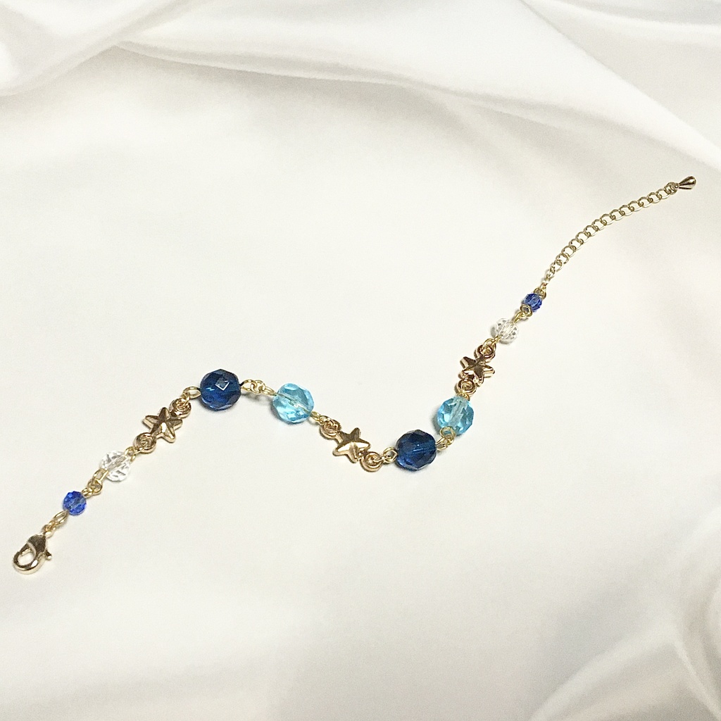 宙色ガラスと星のブレスレット