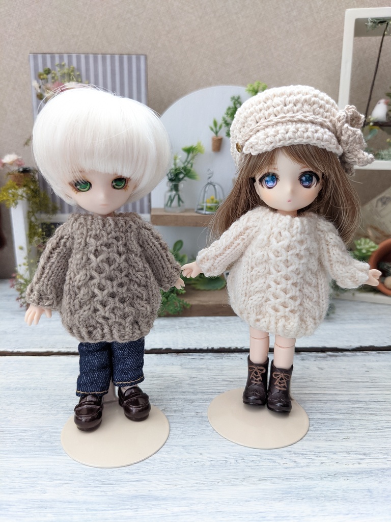 受注 色指定 オビツ11アラン模様セーター ニットワンピース 193 Amimono Booth