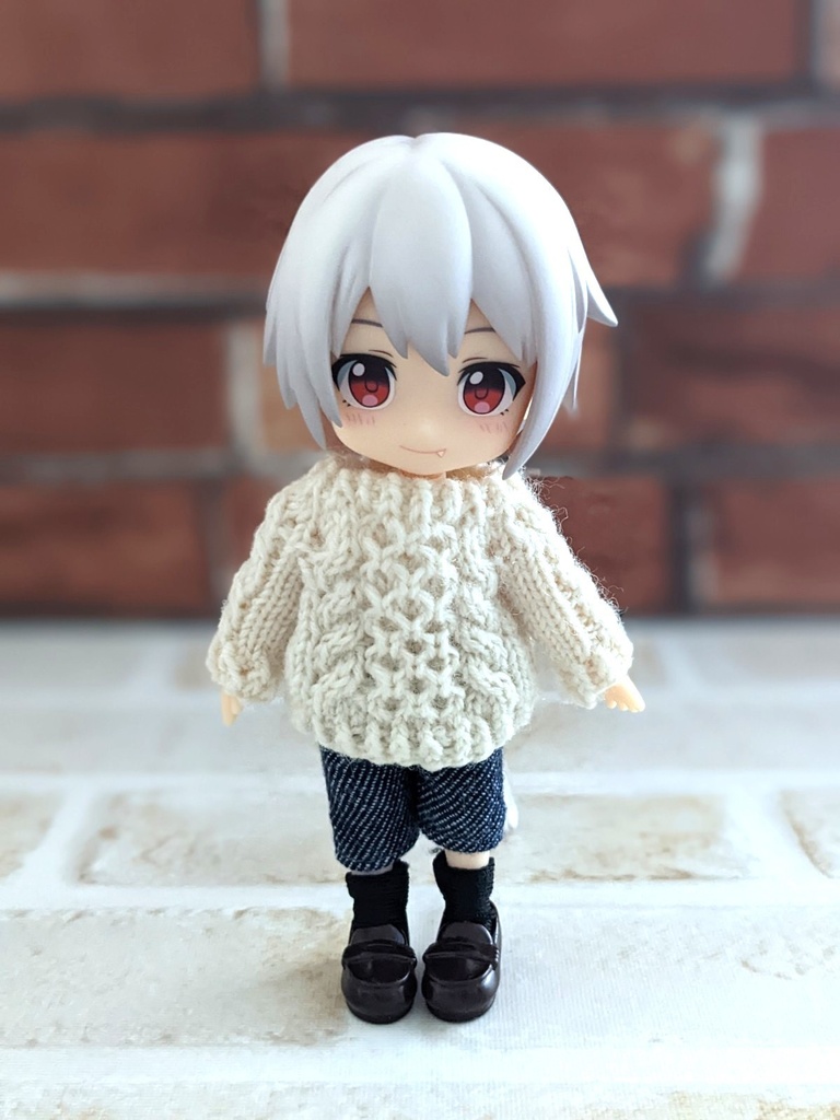 受注・色指定】ねんどろいどどーるサイズ アラン模様セーター