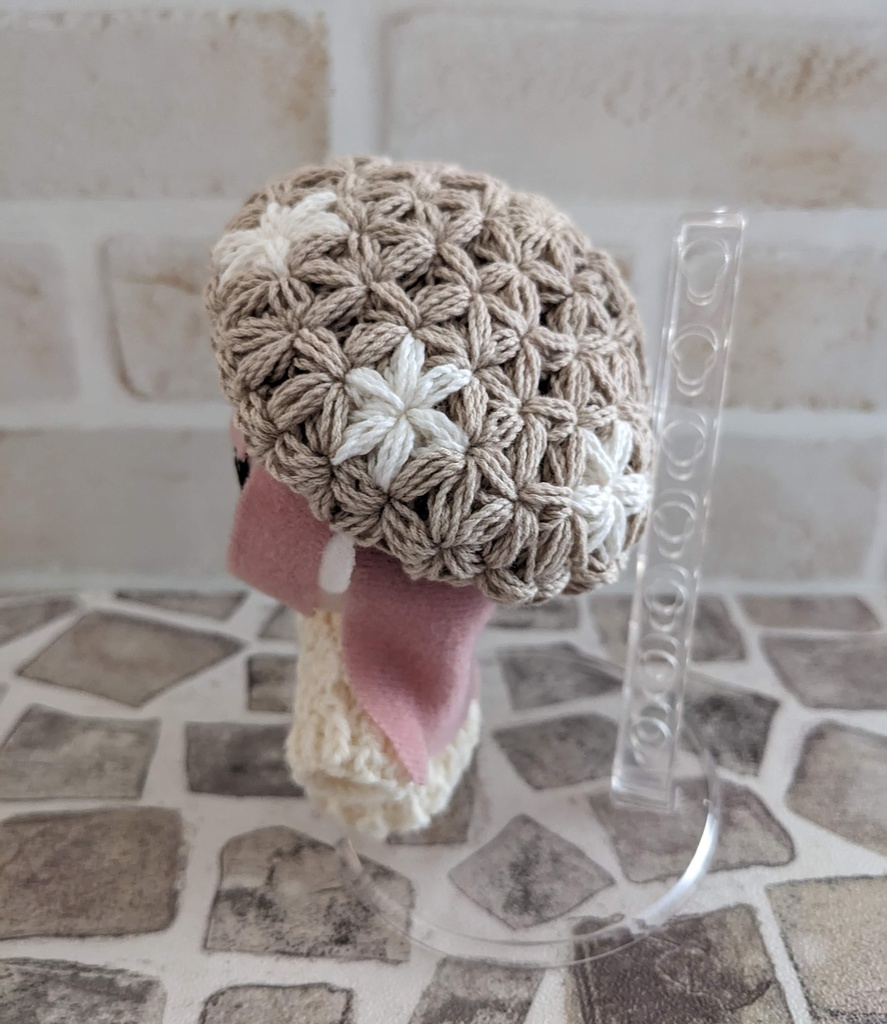 10-11cmぬい用 リフ編みベレー帽(頭囲18~19cm)