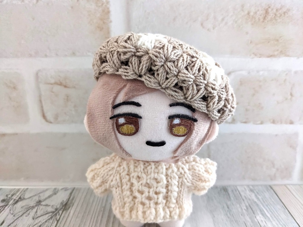 10-11cmぬい用 リフ編みベレー帽(頭囲18~19cm)