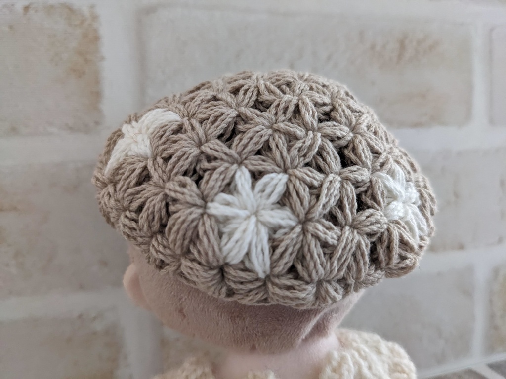 10-11cmぬい用 リフ編みベレー帽(頭囲18~19cm)