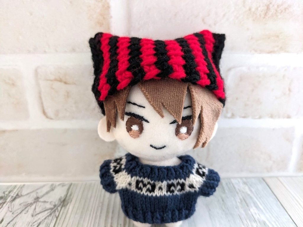 10-11cmぬい用 ねこ耳帽子 ストライプ