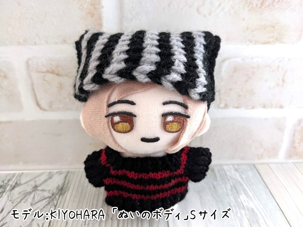 10-11cmぬい用 ねこ耳帽子 ストライプ