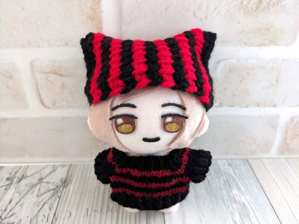 10-11cmぬい用 ねこ耳帽子 ストライプ