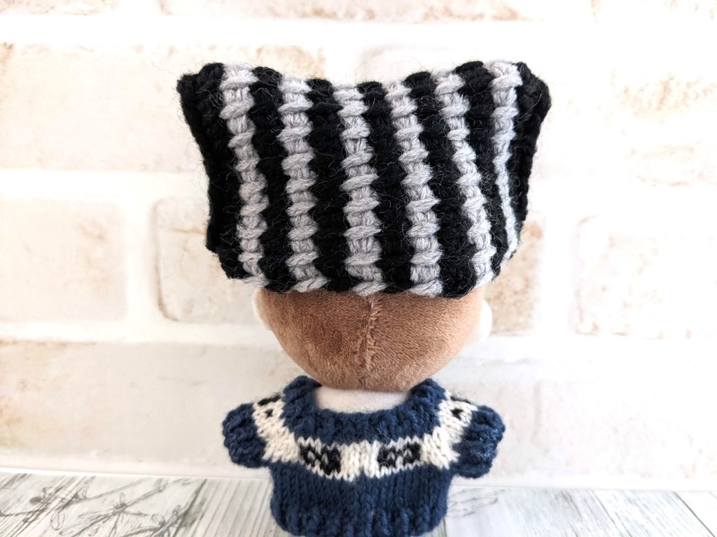 10-11cmぬい用 ねこ耳帽子 ストライプ