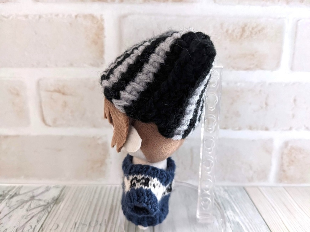 10-11cmぬい用 ねこ耳帽子 ストライプ