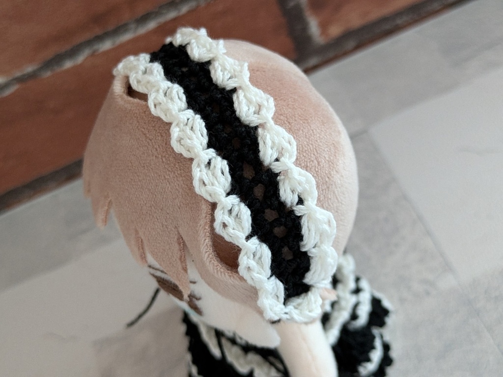 10-11cmぬいサイズ 重ね編みワンピース+ヘッドドレス