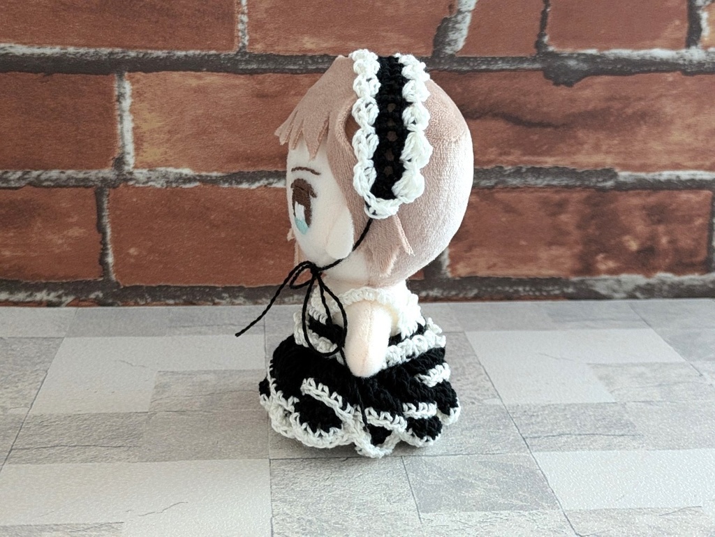 10-11cmぬいサイズ 重ね編みワンピース+ヘッドドレス