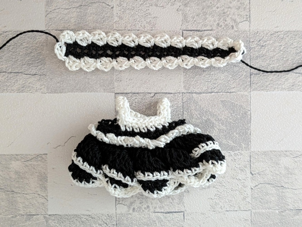 10-11cmぬいサイズ 重ね編みワンピース+ヘッドドレス