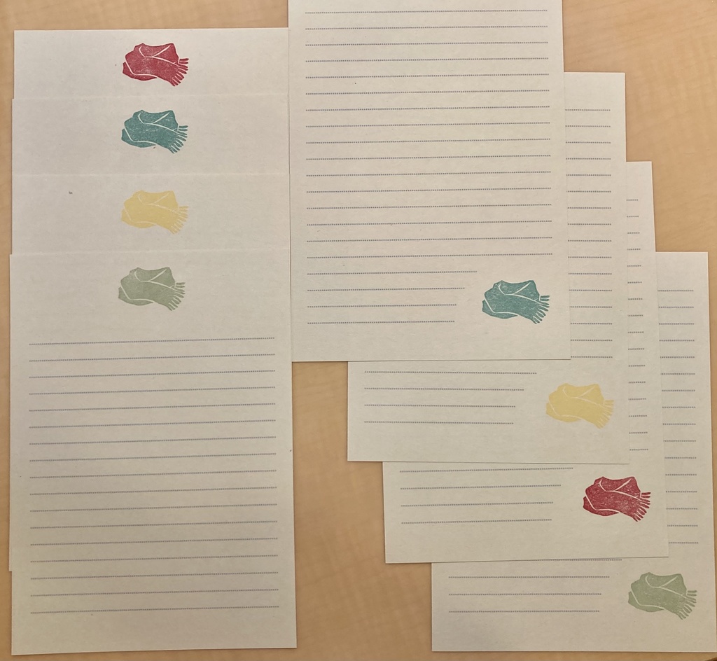 マフラーを巻いたレターセット