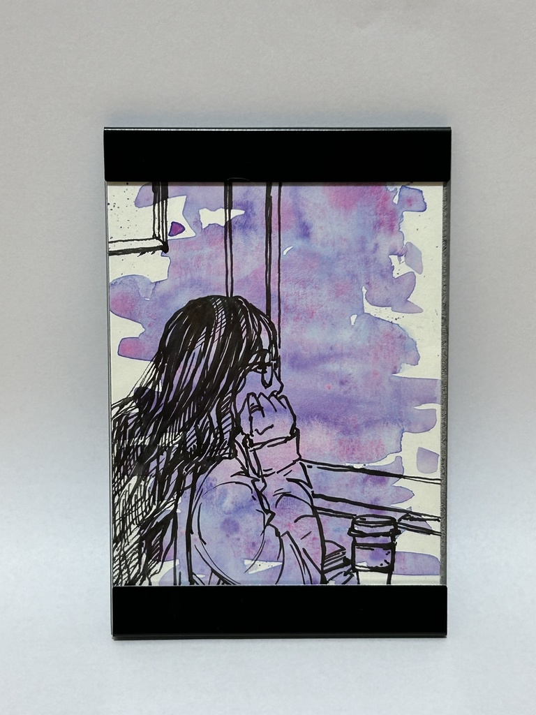 イラスト原画「物思う紫」