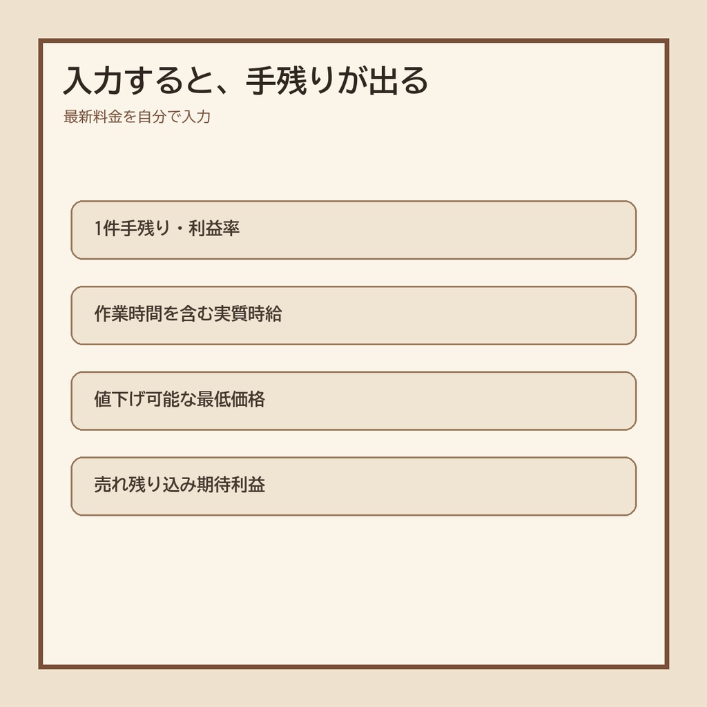 父ちゃんのフリマ副業 手残り・値下げ限界計算パック
