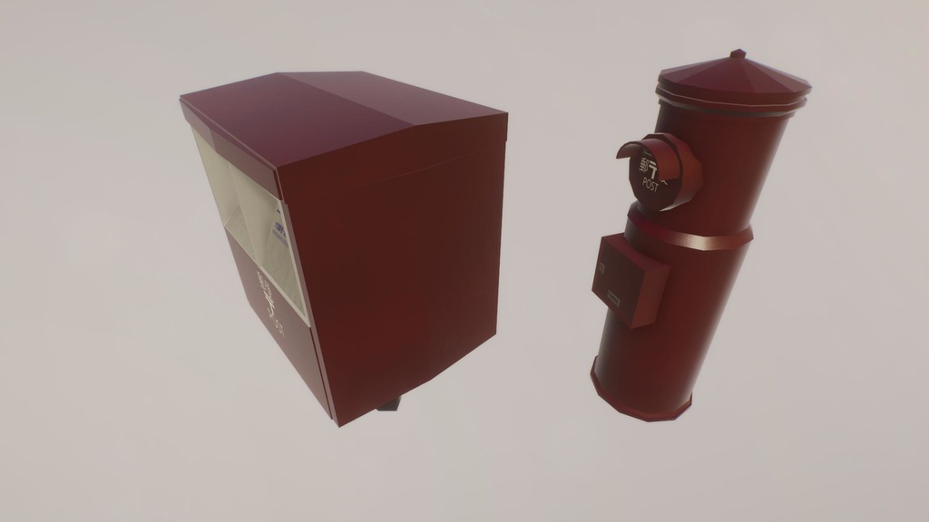 【無料Free】郵便ポストセットユニティ用3Dモデル