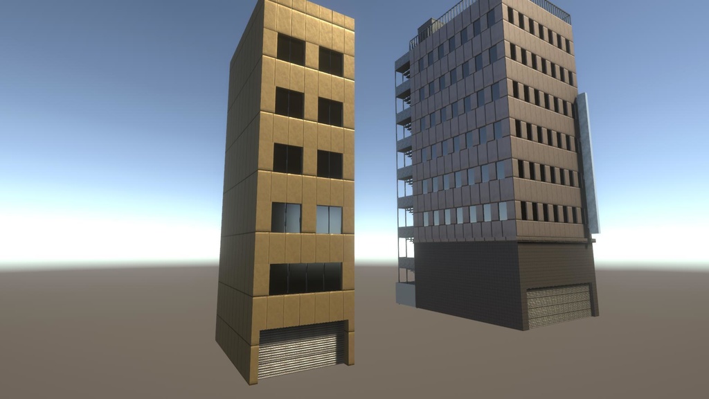 【無料Free】日本のビルセット02ユニティ用3Dモデル v2