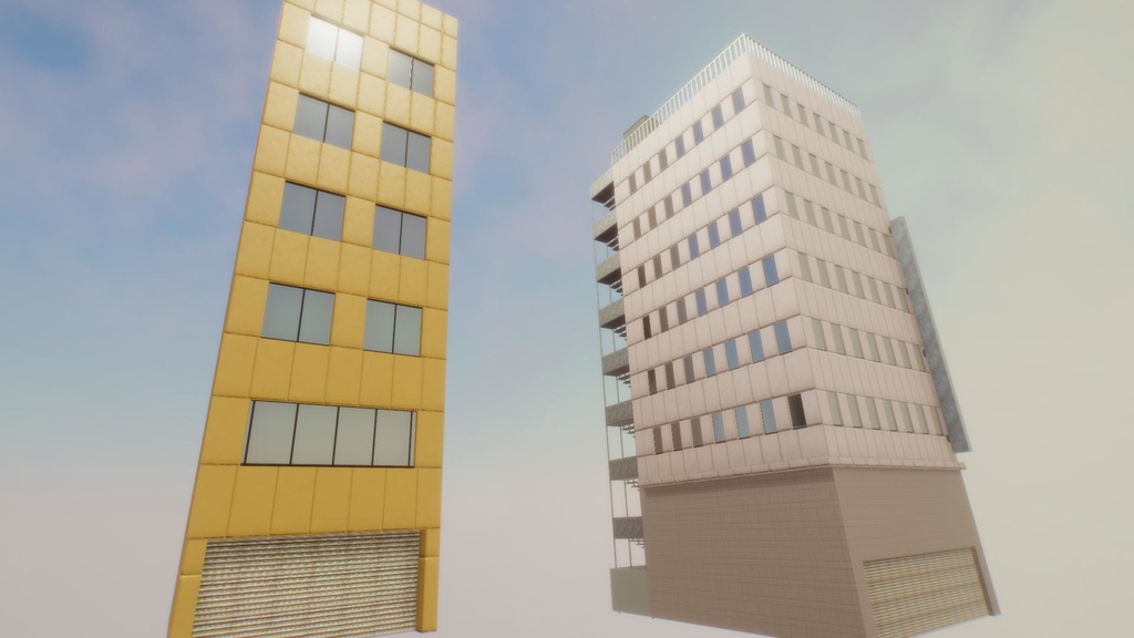 【無料Free】日本のビルセット02ユニティ用3Dモデル