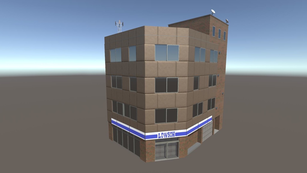 【無料Free】日本のビルセット04ユニティ用3Dモデル