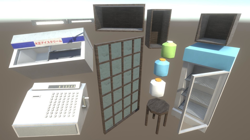 【無料Free】日本のビルセット06:商店 ユニティ用3Dモデル