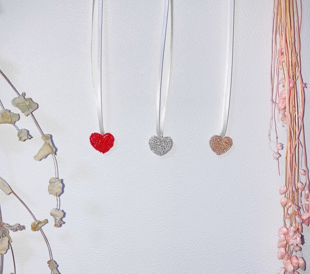 ぬい用ハートネックレス クリスタルピンク