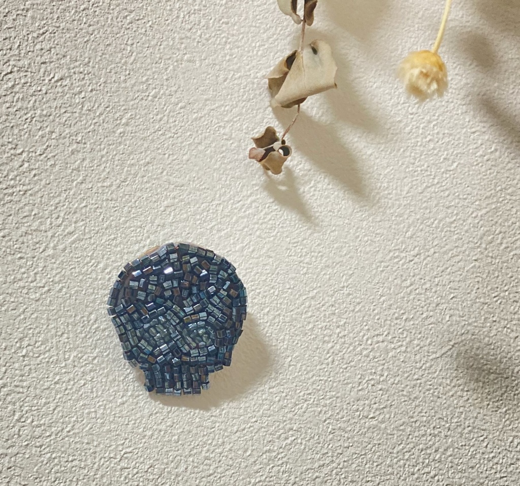 ぬい用ドクロブローチ dark black