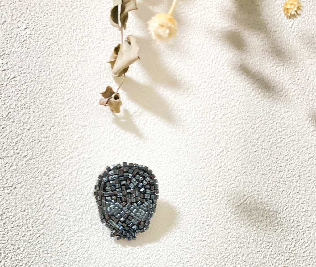 ぬい用ドクロブローチ dark black S