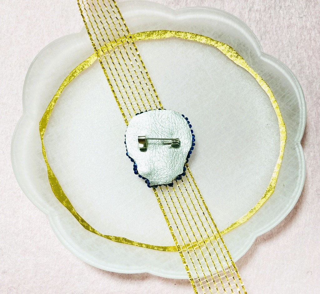 ぬい用ドクロブローチ dark blue