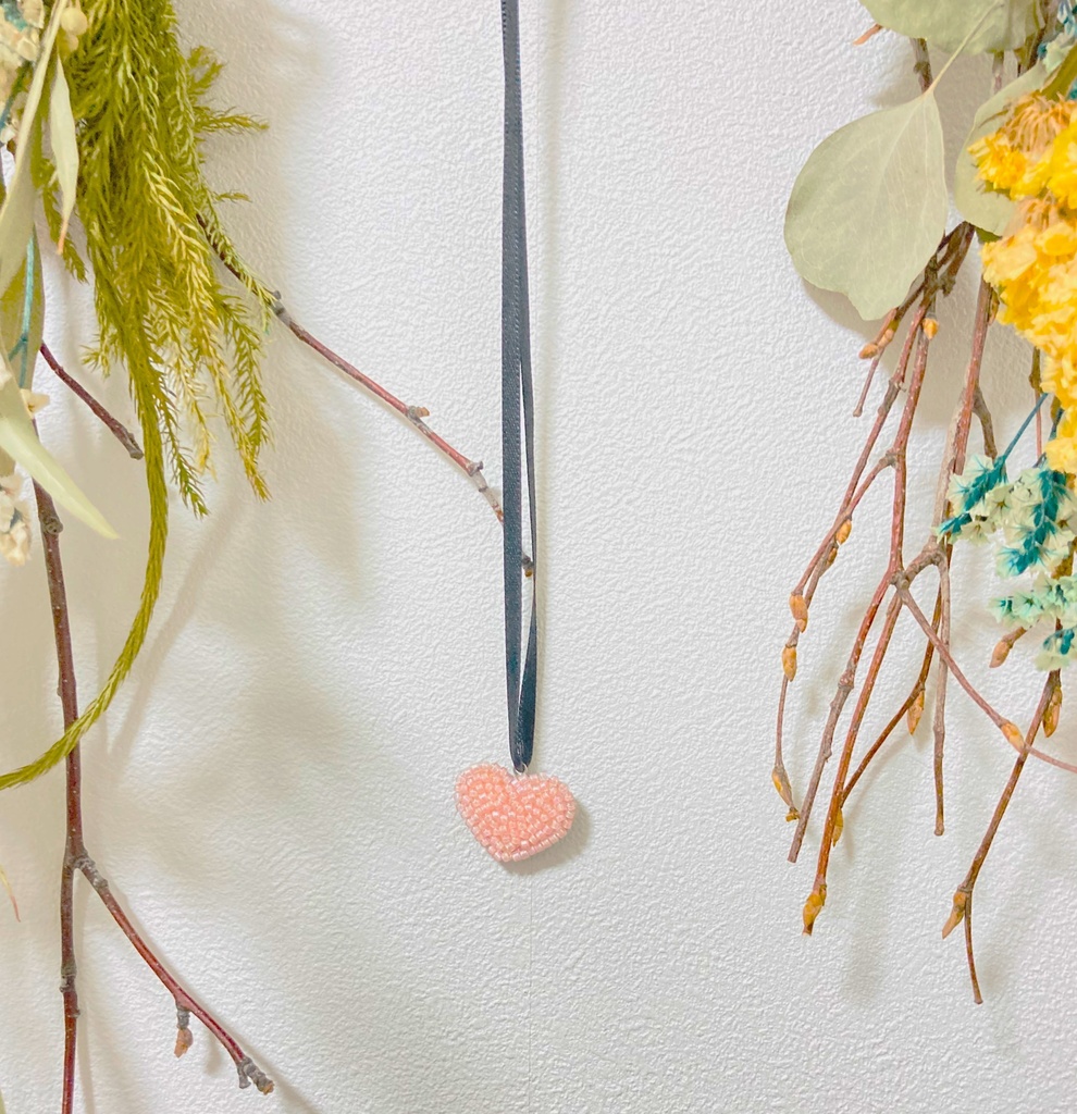 ぬい用ハートネックレス コーラルピンク