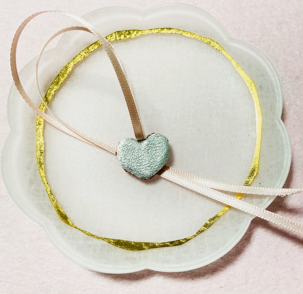 ぬい用ハートネックレス ピンク×黒