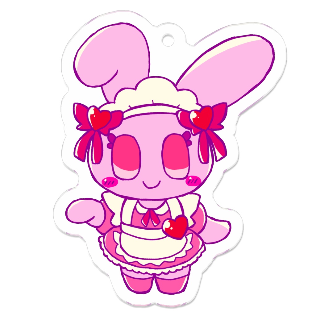 ピンクメイドウサギさんアクリルキーホルダー