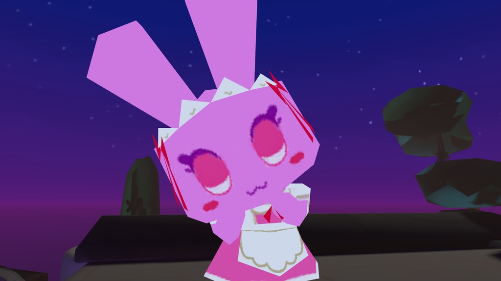 【無料】ローポリピンクメイドウサギちゃん