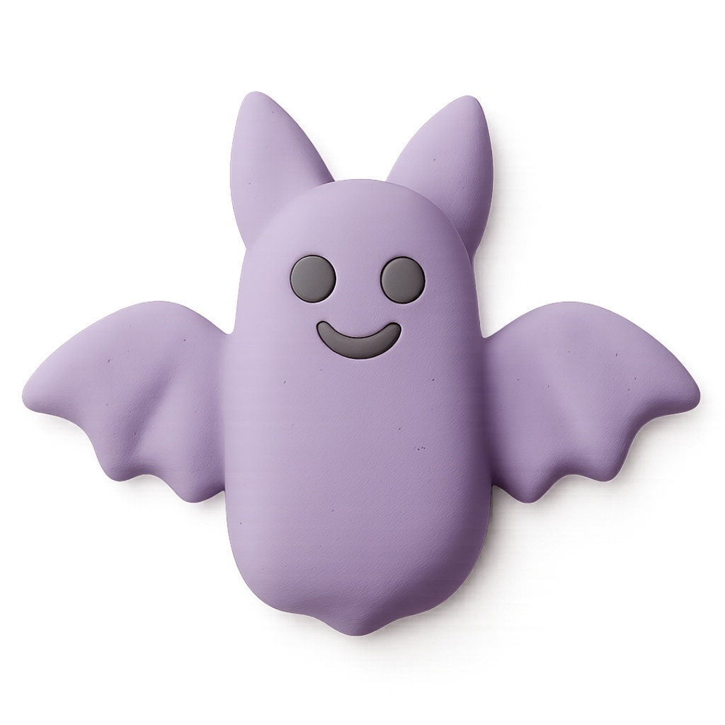 コウモリちゃん 12色クリップアートセット⌇ふわっといたずらクレイアニメ調(PNG背景透過)