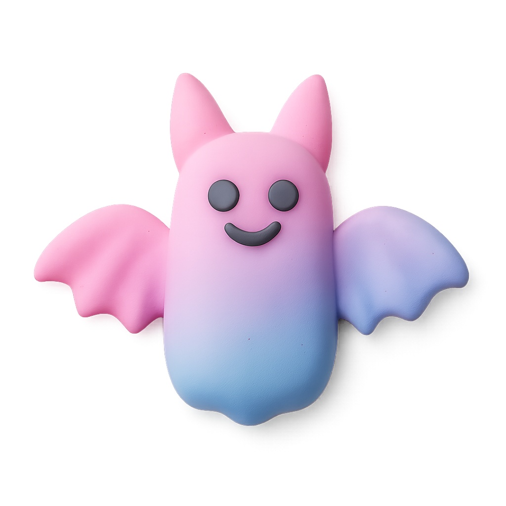 コウモリちゃん 12色クリップアートセット⌇ふわっといたずらクレイアニメ調(PNG背景透過)