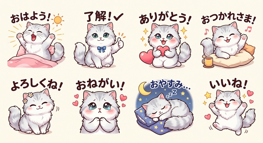 アニメ風挨拶猫