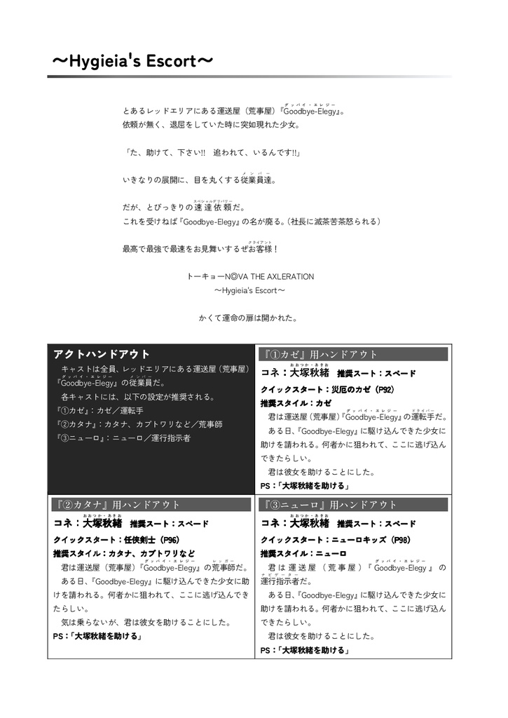 トーキョーN◎VA THE AXLERATION シナリオ集「Chaos Cats Crossing」