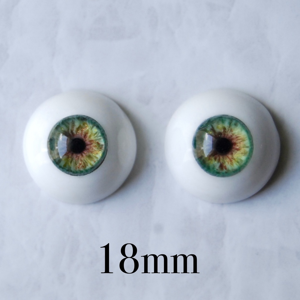 18mm/9mm【グリーン】ドールアイ　レジンアイ