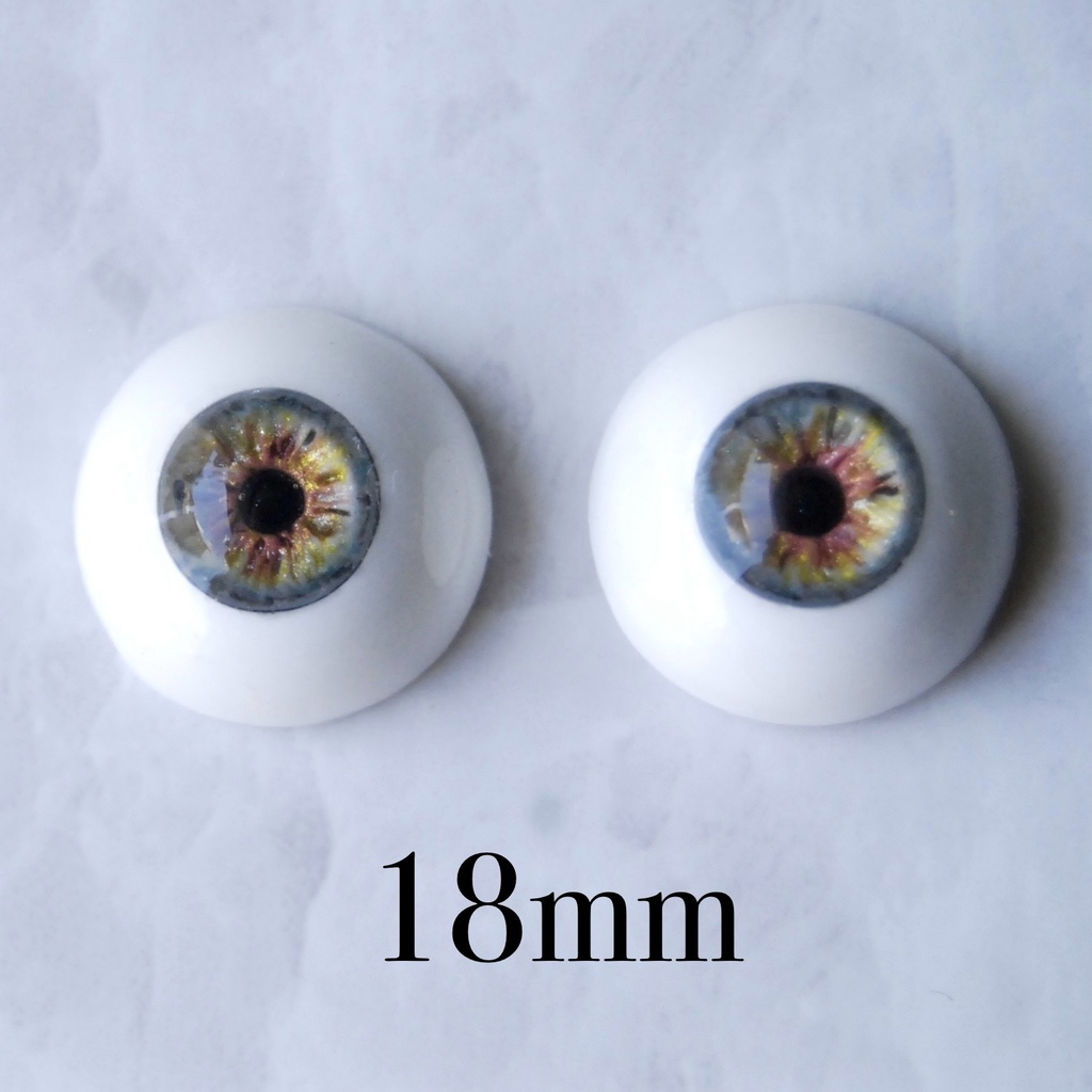 18mm/9mm【グレー】ドールアイ　レジンアイ