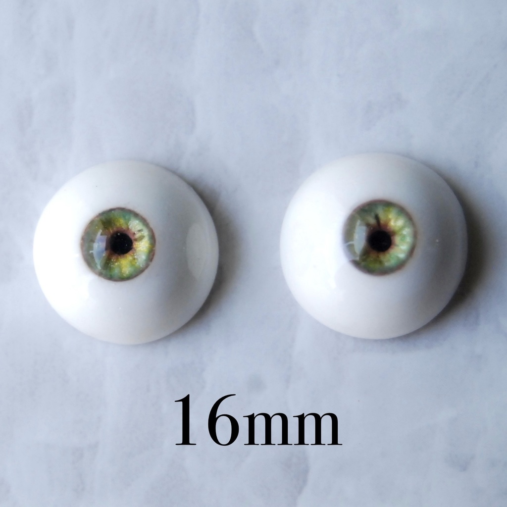 16mm/6mm虹彩小【グリーン】ドールアイ　レジンアイ