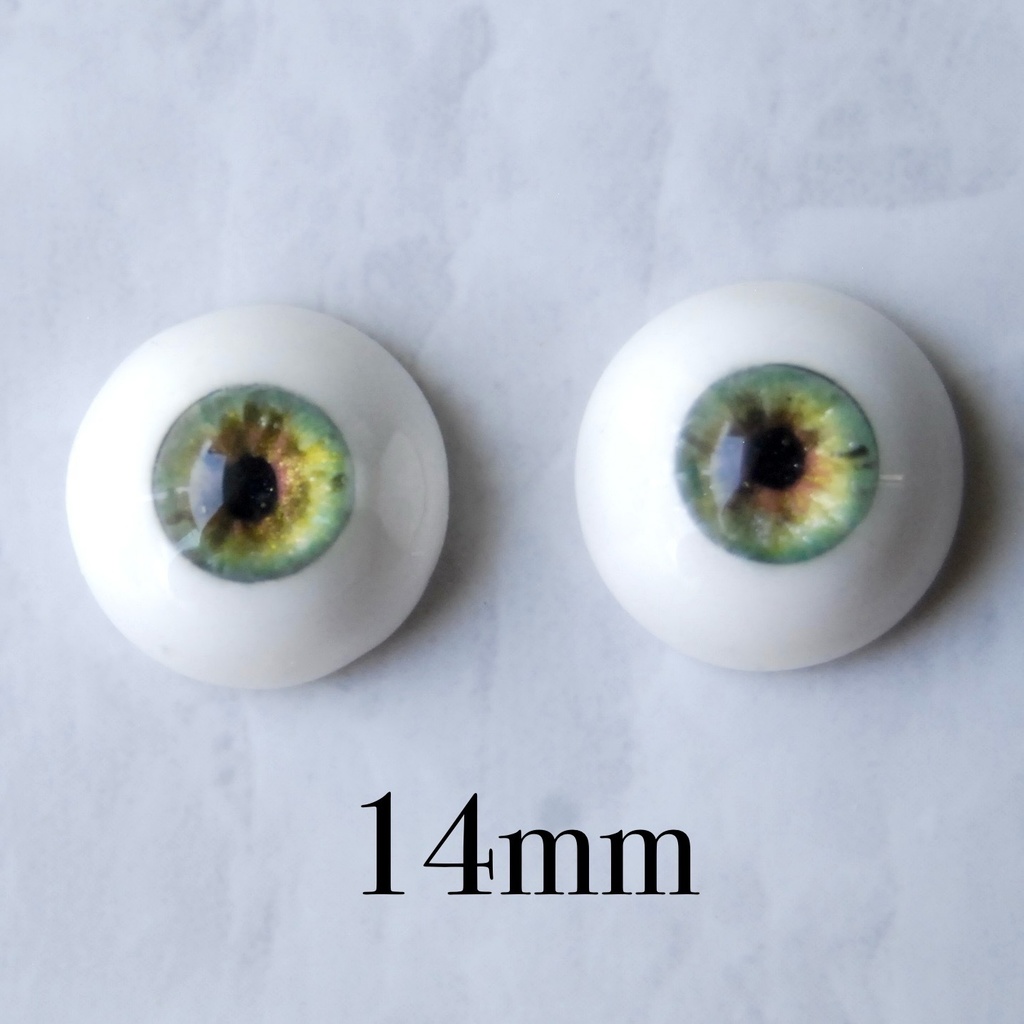 14mm/7mm【グリーン】ドールアイ　レジンアイ