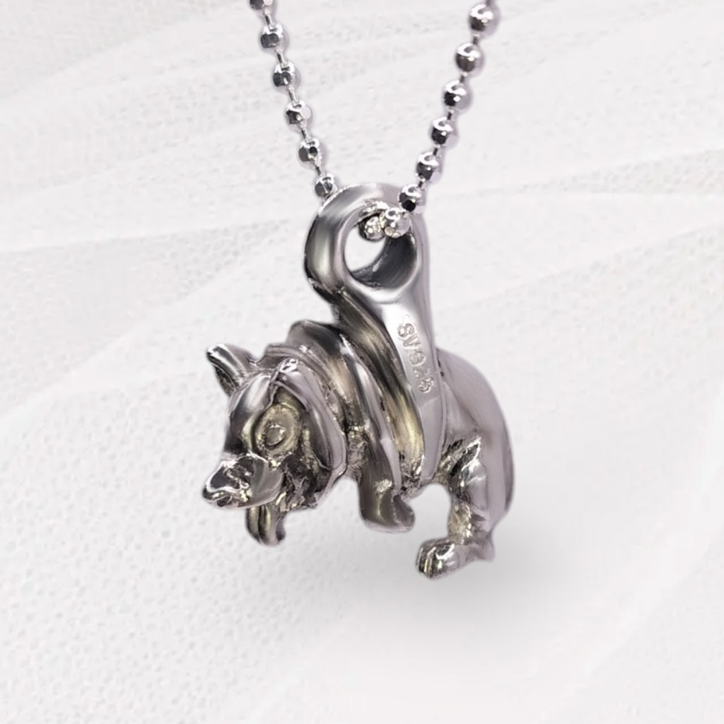 首肉もりもり犬 シルバーネックレス 犬 イヌ いぬ 動物 アニマル ペット シルバーアクセサリー シルバー925 メンズ レディース ユニセックス プレゼント 可愛い シンプル
